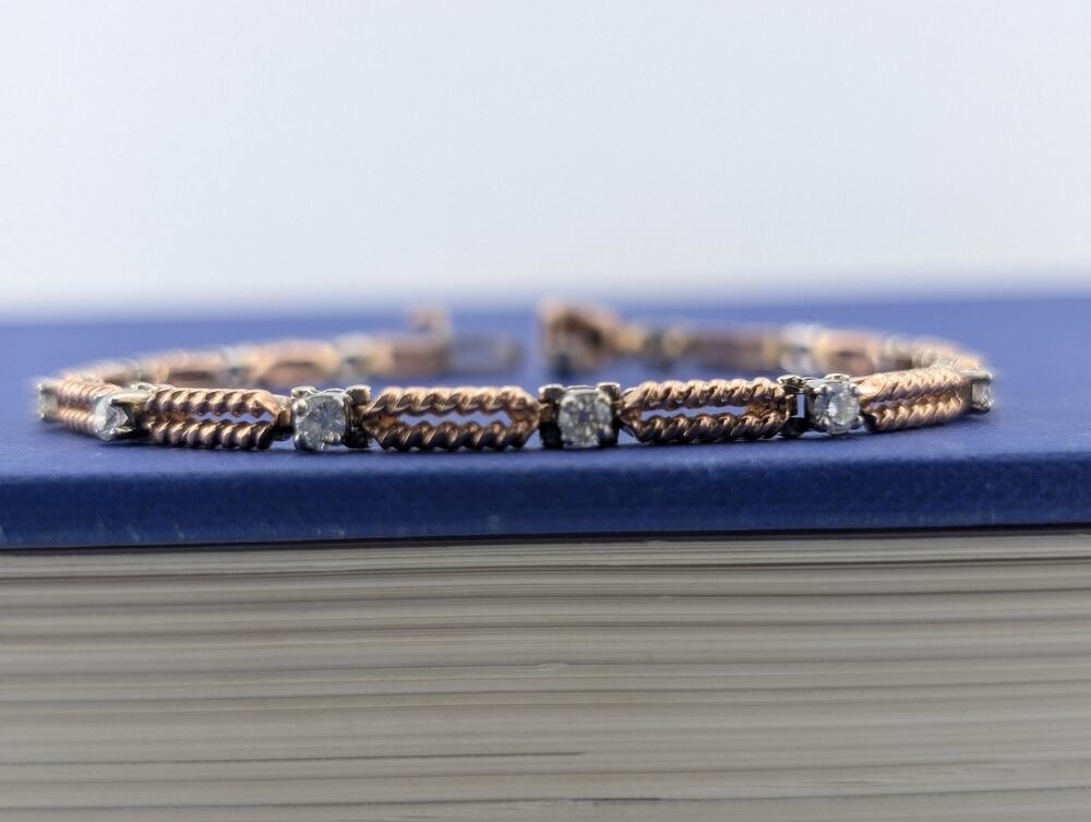 14kt Rose White Gold Open Rope Tennis Bracelet - 9.5g